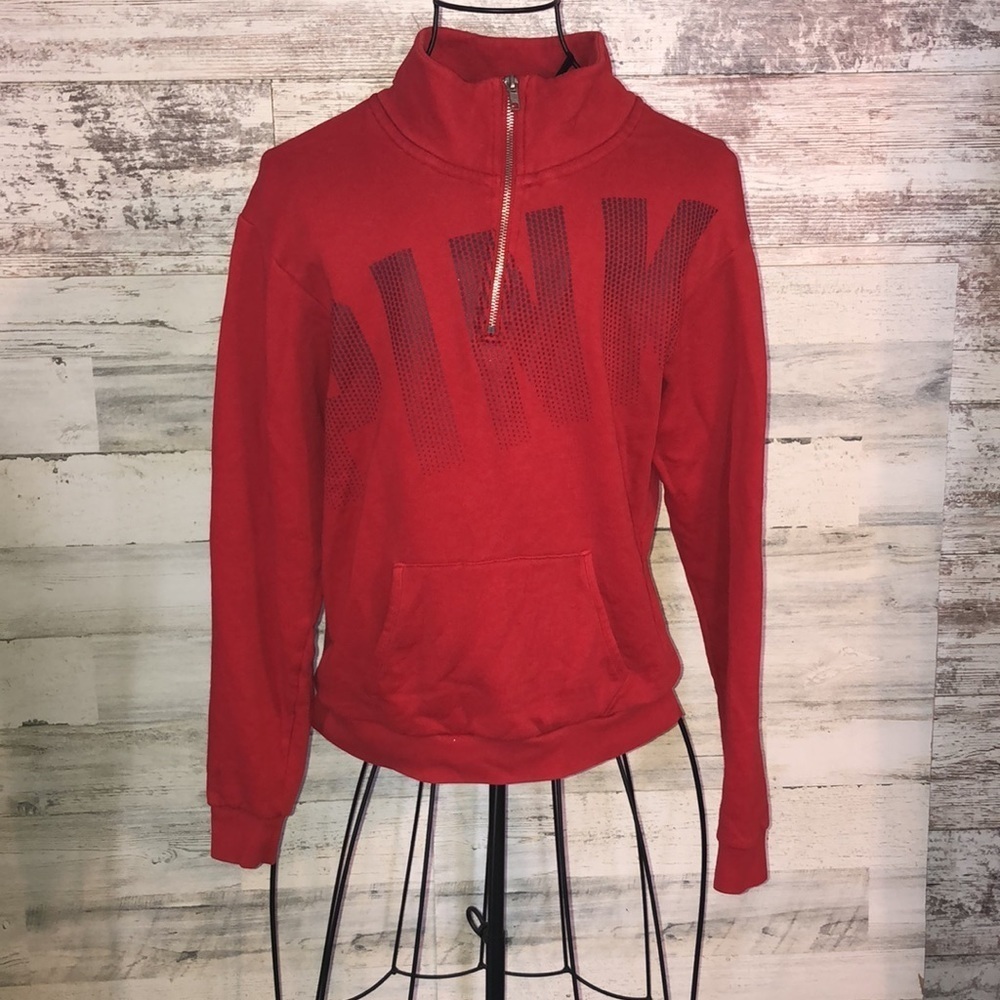 PINK Victoria’s Secret quarter zip hoodie XS red hoodie PINK VS QUARTER zip​​​